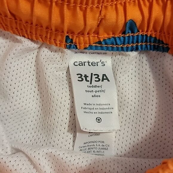CARTER'S 2-PIECE ORANGE AND BLUE SWIM TRUNKS AND RASH GUARD, SIZE 3T - Picture 6 of 7